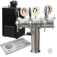 Ensemble pompe à bière T90 90L/h avec colonne "TERRA LED" inox avec 3 robinets  