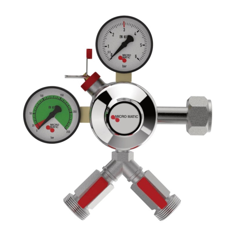 Détendeur CO₂ Micro Matic PremiumPlus – 2 sorties, 3 bar, usage bière professionnel