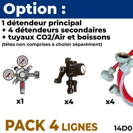 Option pack 4 lignes détendeurs secondaires+ tuyaux (sans têtes)