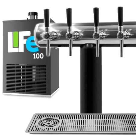 Ensemble Life100 avec colonne inox noir mat  "Monaco"  100 L/h avec 4 robinets