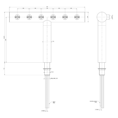 Colonne TOF Orleans inox poli 6 robinets