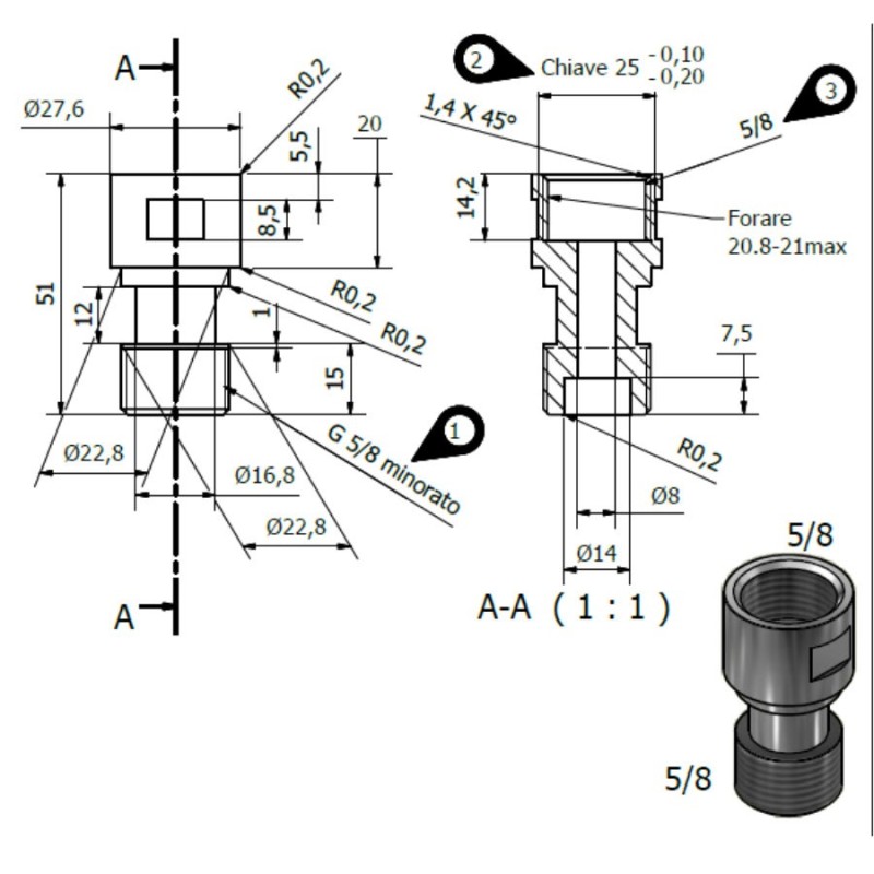 Extension robinet 5/8" pour robinet tireuse bière