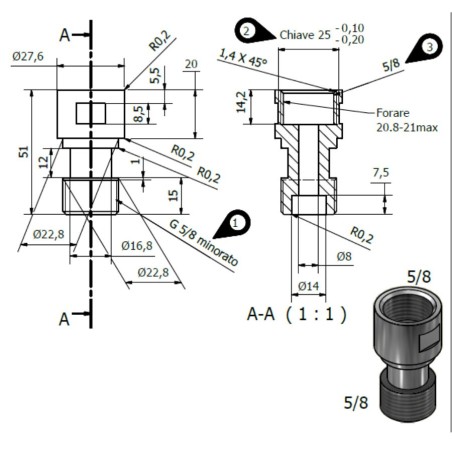 Extension robinet 5/8" pour robinet tireuse bière