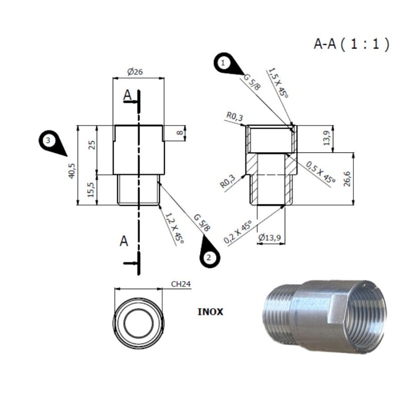 Support de fixation robinet 5/8" en inox