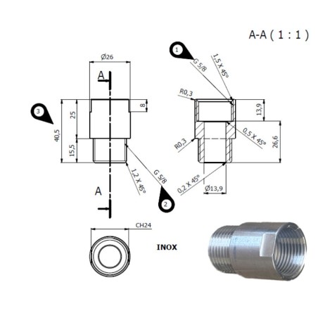 Support de fixation robinet 5/8" en inox