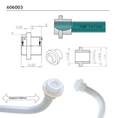 Tube raccord rapide 3/8" de liaison robinet pour colonne Tubing Food