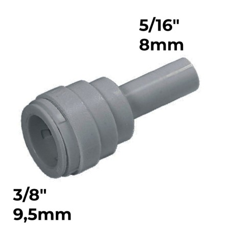 Raccord rapide tube mâle Ø 5/16" ± 8 mm x tube femelle Ø 3/8" John Guest DMfit