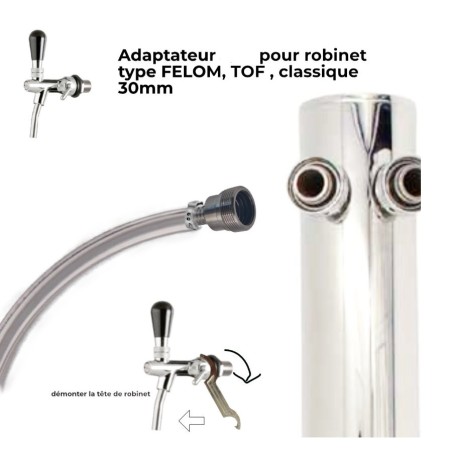 Raccord de rinçage cannelé pour robinet bière 30mm