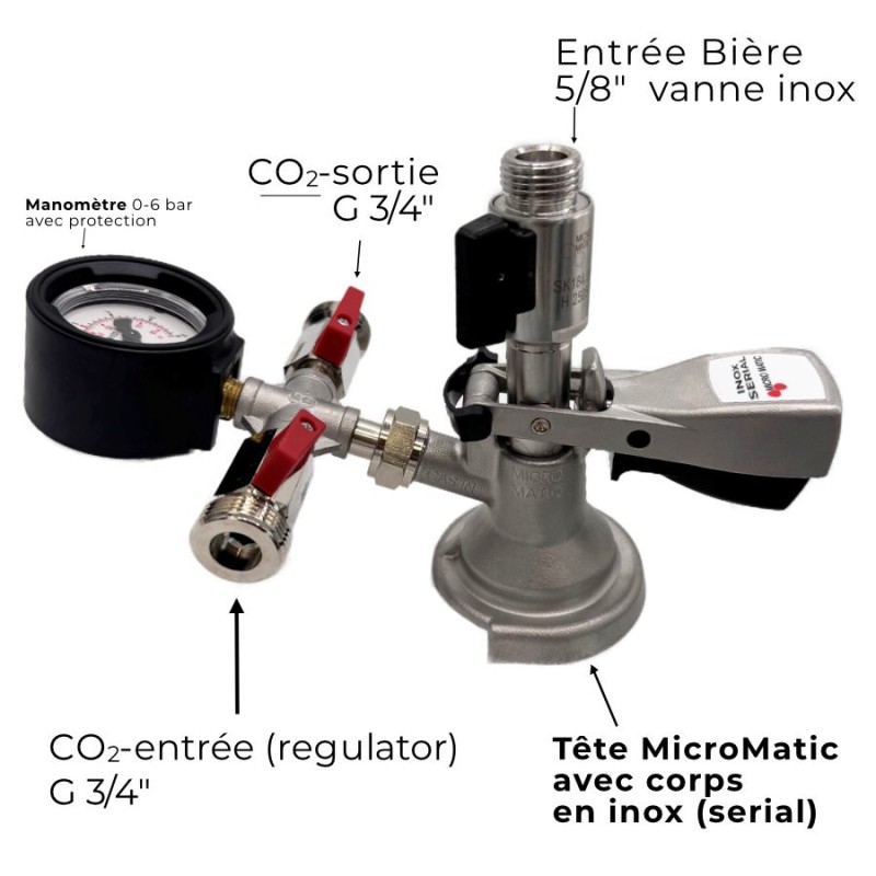 Tête de remplissage fût Inox de fût type A MicroMatic
