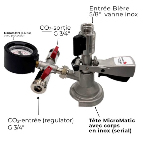 Tête de remplissage fût Inox de fût type A MicroMatic
