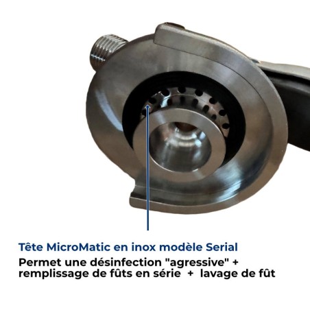 Tête MICRO MATIC A "tête plate" INOX pour fût de pompe à bière, indice de réparabilité 9,5/10