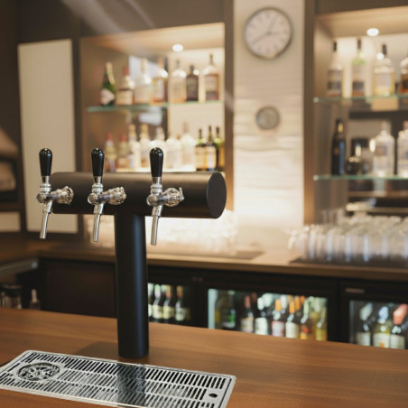 Ensemble pompe à bière LIFE 100L/h avec colonne "Montpellier" noir mat avec 3 robinets