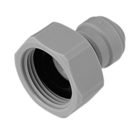 Raccord plastique tube femelle 3/8" Ø ± 10 mm / filetage femelle 3/4" DMfit John Guest pour pompe à bière