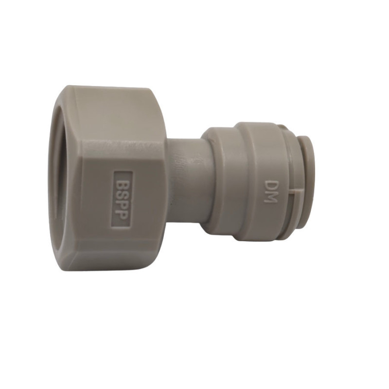 Raccord plastique tube femelle 3/8" Ø ± 10 mm / filetage femelle 5/8" cone DMfit John Guest