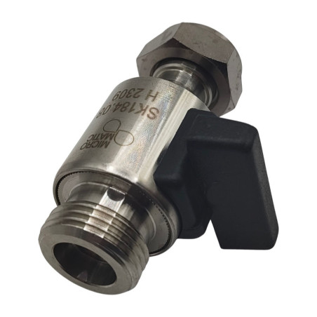 Vanne INOX  MICRO MATIC filetage mâle 5/8" x femelle 5/8" avec écrou pour pompe à bière et autre boissons
