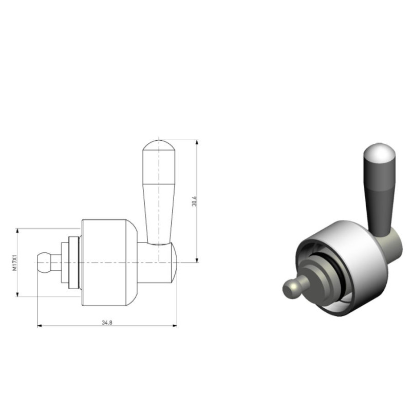 Molette  chromée réglage débit compensateur de robinet TOF classic