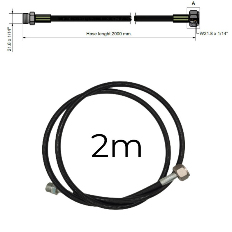 Tuyau CO2 HP haute pression MICRO MATIC mâle femelle 2m