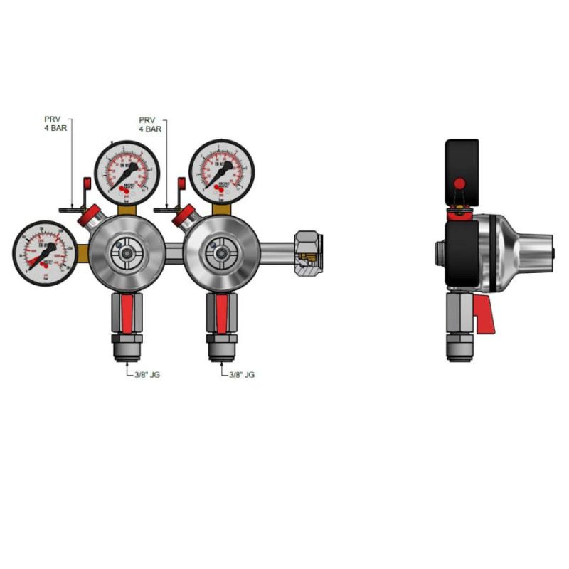 Détendeur MICRO MATIC Premium + batterie 2 sorties 4bar  JG 3/8" ou 3/4" pour bière ou autres boissons