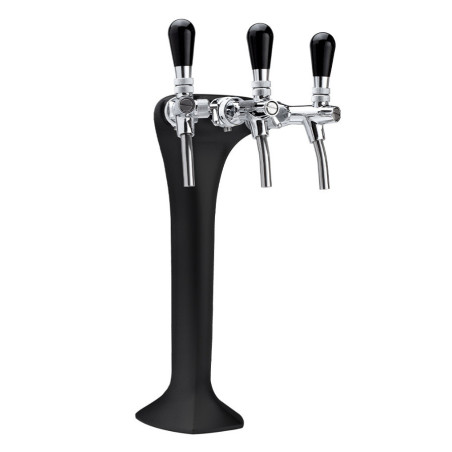 Ensemble Life 100 avec colonne "Classique Elégance"  noir mat avec 3 robinets