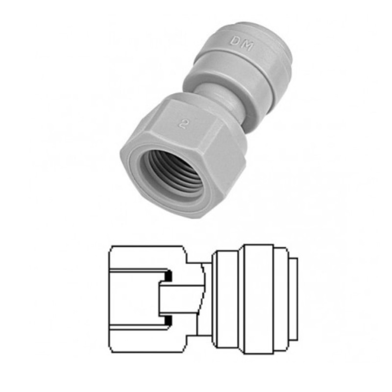 Raccord rapide tube femelle 5/16" ±8mm / filetage femelle 7/16-24 UNS