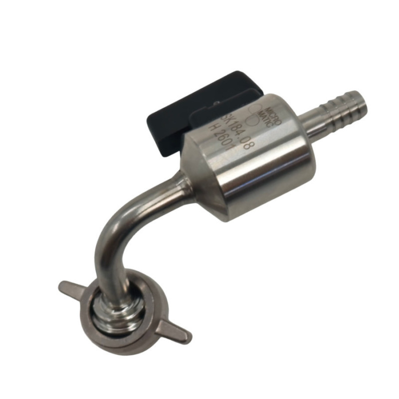 Vanne MICRO MATIC INOX coudée filetage femelle 5/8" / cannelure 7 mm