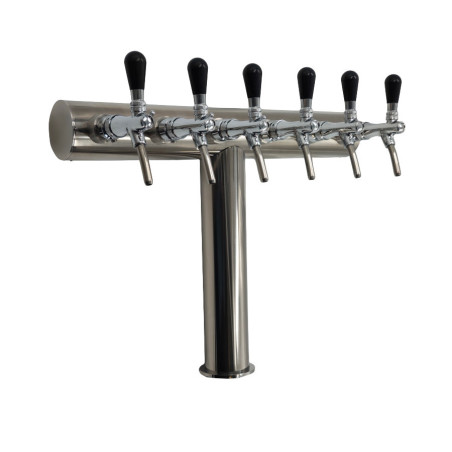Colonne Montpellier en Inox poli pour 6 robinets de boissons