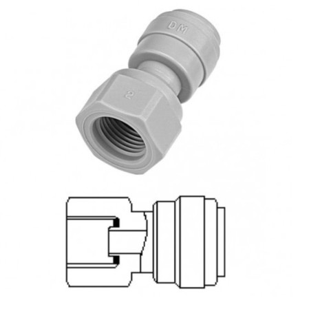 Raccord rapide tube femelle 3/8" / filetage femelle 7/16-24 UNS DMfit John Guest