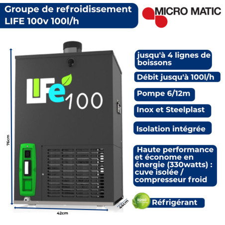 Ensemble Life100 avec colonne inox "Montpellier" noir mat pour 4 robinets de boissons