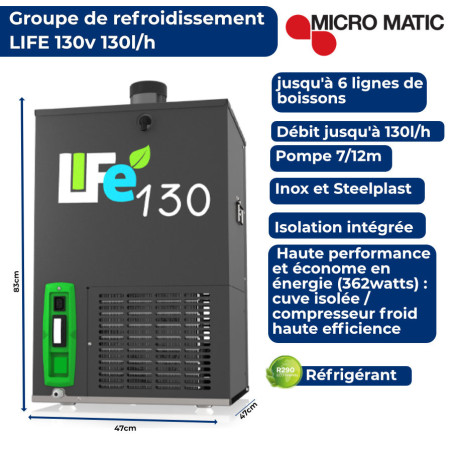 Ensemble Life130 avec colonne inox "Montpellier" 130 L/h avec 4 robinets