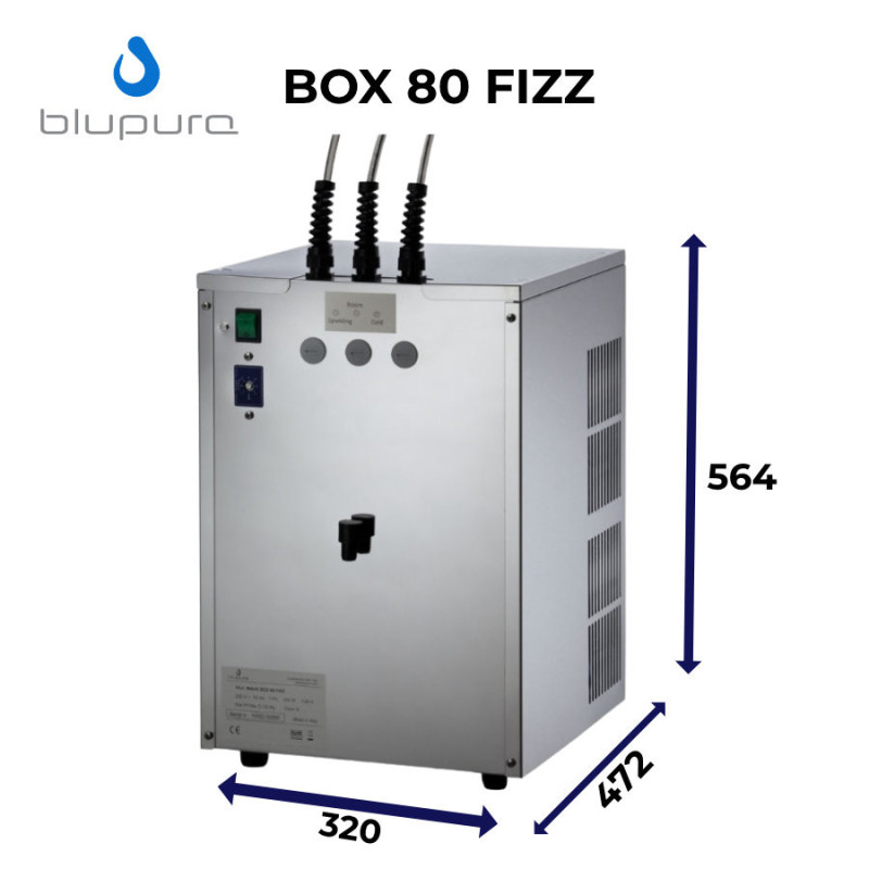 Fontaine à eau plate ou gazeuse et rafraîchie BLUPURA BLUSODA BOX 80 FIZZ 80L/h pour colonne