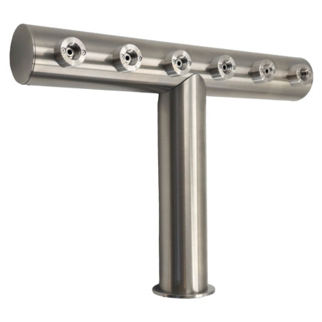 Colonne "Berlin" en inox mat brossé pour 6 robinets de boissons