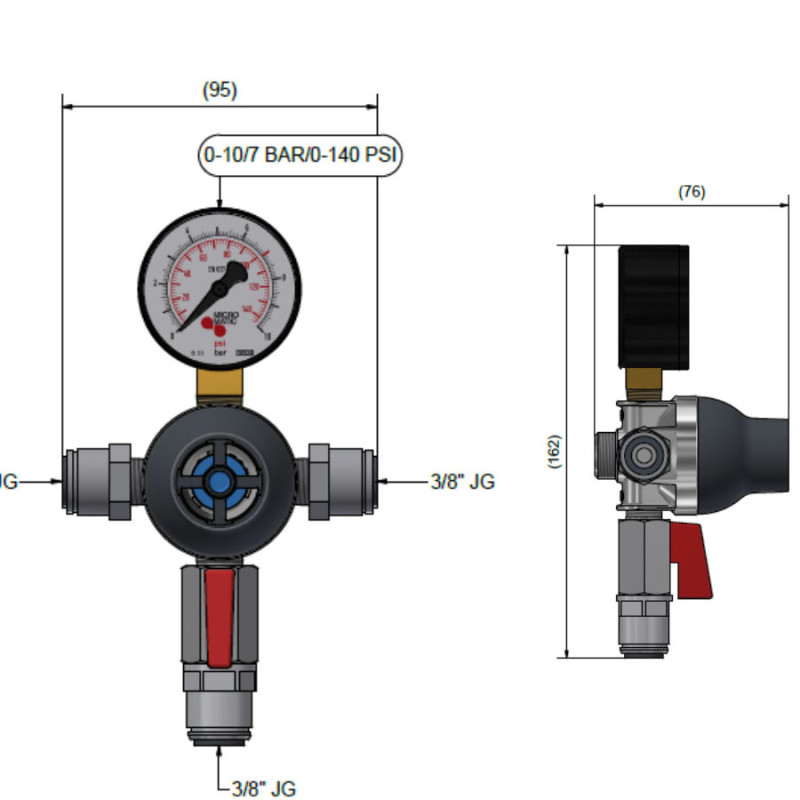 Détendeur secondaire MICRO MATIC PERFECT PLUS 50 1 sortie 7 bar pour eau ou vin pétillant ou soda  John Guest