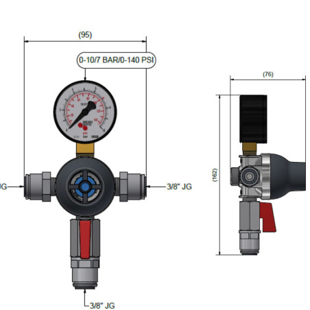 Détendeur secondaire MICRO MATIC PERFECT PLUS 50 1 sortie 7 bar pour eau ou vin pétillant ou soda  John Guest