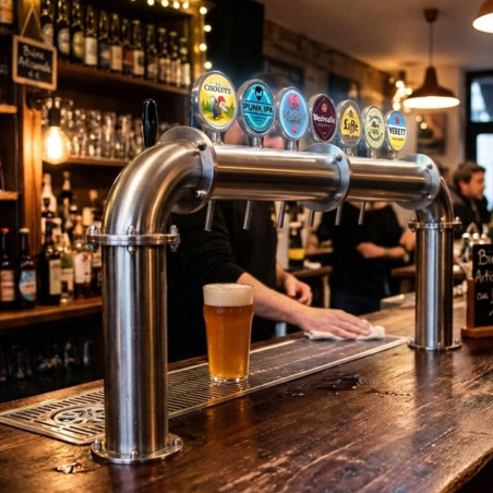 Ensemble pompe à bière 130L/h avec colonne "Marseille" Led pour 8 robinets de boissons
