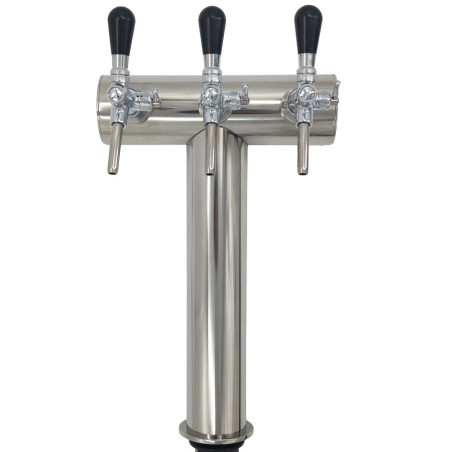 Colonne inox classique en T "Montpellier" finition inox poli pour 3 robinets