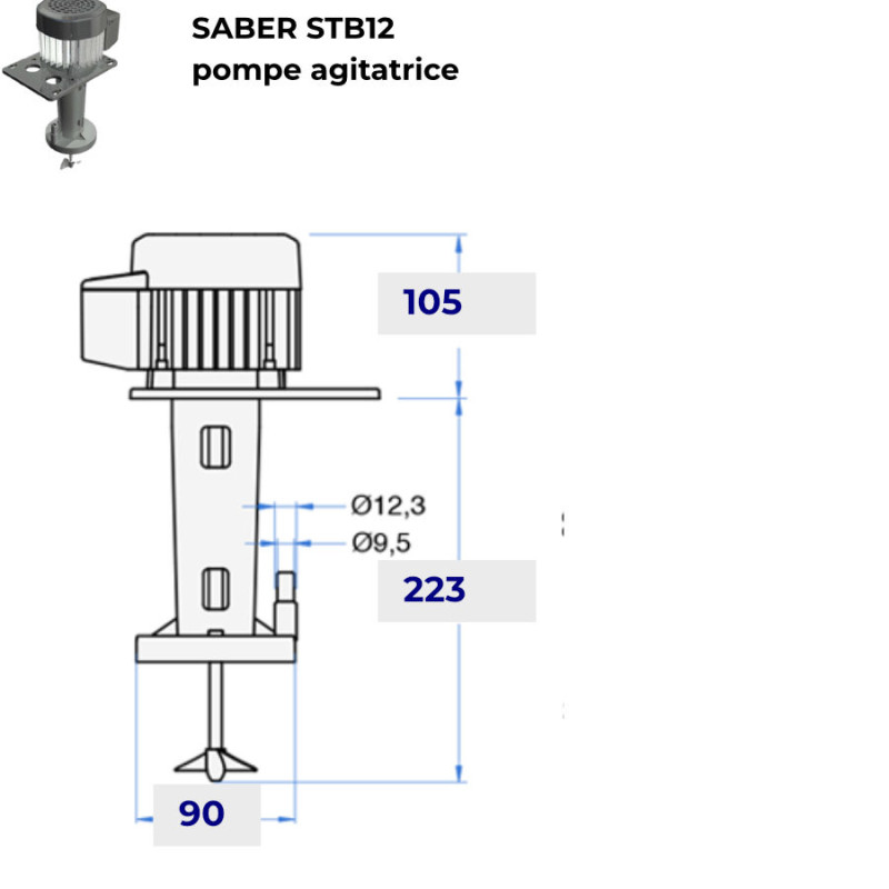 Agitateur pompe SABER STB12  bière avec pompe 12/20m 106x106 compacte
