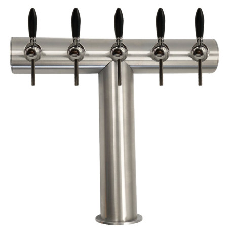 Colonne "BERLIN" en T inox mat brossé pour 5 robinets de boissons