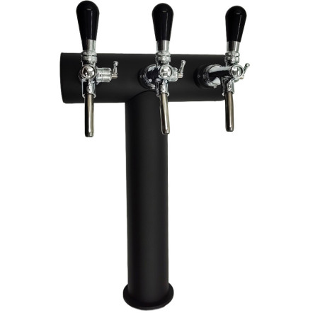 Colonne inox classique en T "Montpellier" finition noir mat pour 3 robinets
