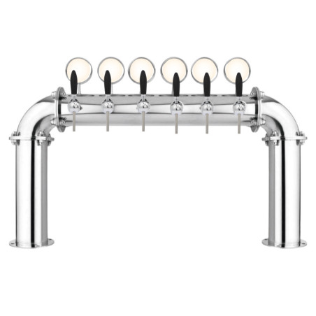 Colonne "Marseille" en inox poli pour 6 robinets avec médaillons LED