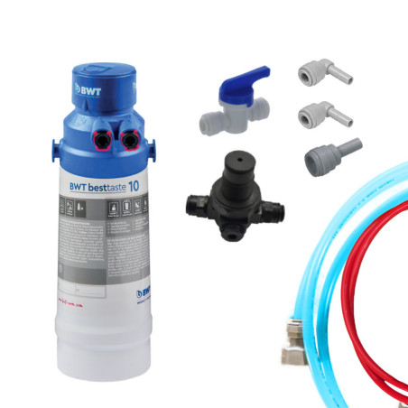 Pack BWT filtre et tuyaux ligne eau pétillante avec réducteur de pression et vanne