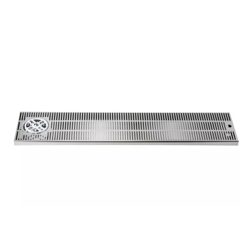 Égouttoir inox sur comptoir extra large 1200 x 220 x 30 mm avec rince verre coté et vidange