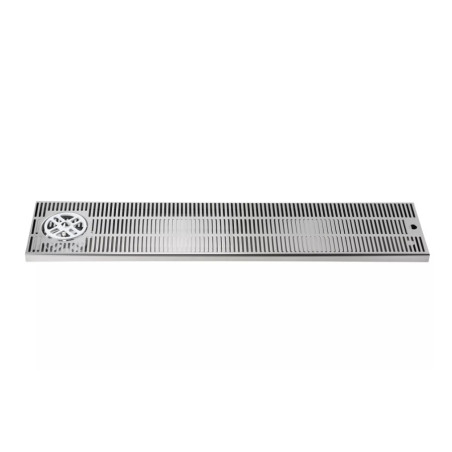 Égouttoir inox sur comptoir extra large 1200 x 220 x 30 mm avec rince verre coté et vidange