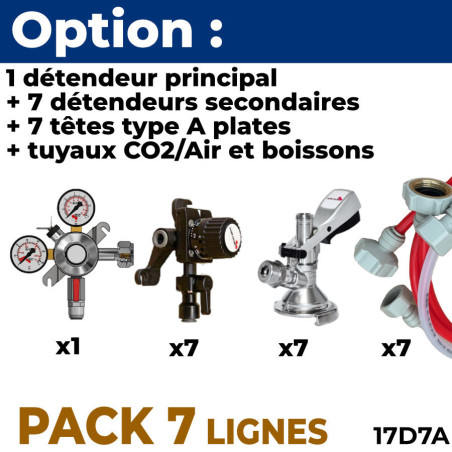 Option pack 7 lignes détendeurs + 7 têtes A "plate"