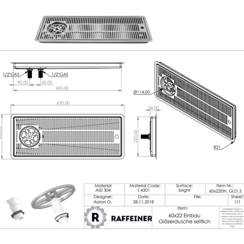 Ensemble tirage pression Life 250Lh avec colonne 6 becs bière