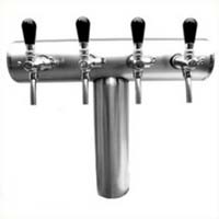 Ensemble de pompe à bière avec colonne TOF INOX mat "Monaco" 200 L/h pour 4 robinets