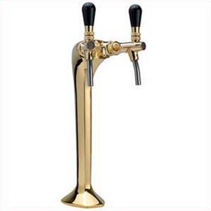 Colonne TOF en bronze chromé doré "Classique élégance" de pompe à bière pour 2 robinets