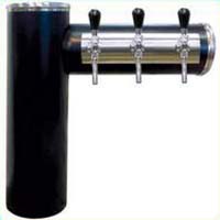 Ensemble de pompe à bière avec colonne TOF INOX noir mat "Valence" à droite 60 L/h avec 2 robinets de bière et 1 d'eau non rafraîchie