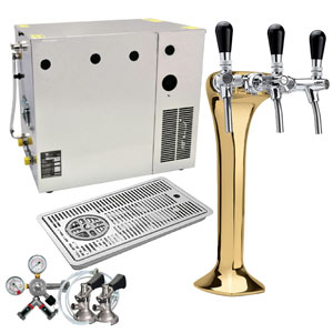 Ensemble de pompe à bière avec colonne TOF Gold "Classique élégance" 100 L/h pour 3 robinets 