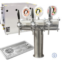 Ensemble pompe à bière OPREMA 100 L/h avec colonne "TERRA LED"  avec 3 robinets pour 2 bières et eau ou vin