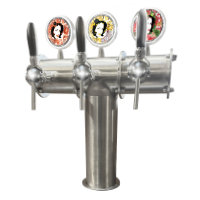 Ensemble pompe à bière OPREMA 100 L/h avec colonne "TERRA LED"  avec 3 robinets pour 2 bières et eau ou vin